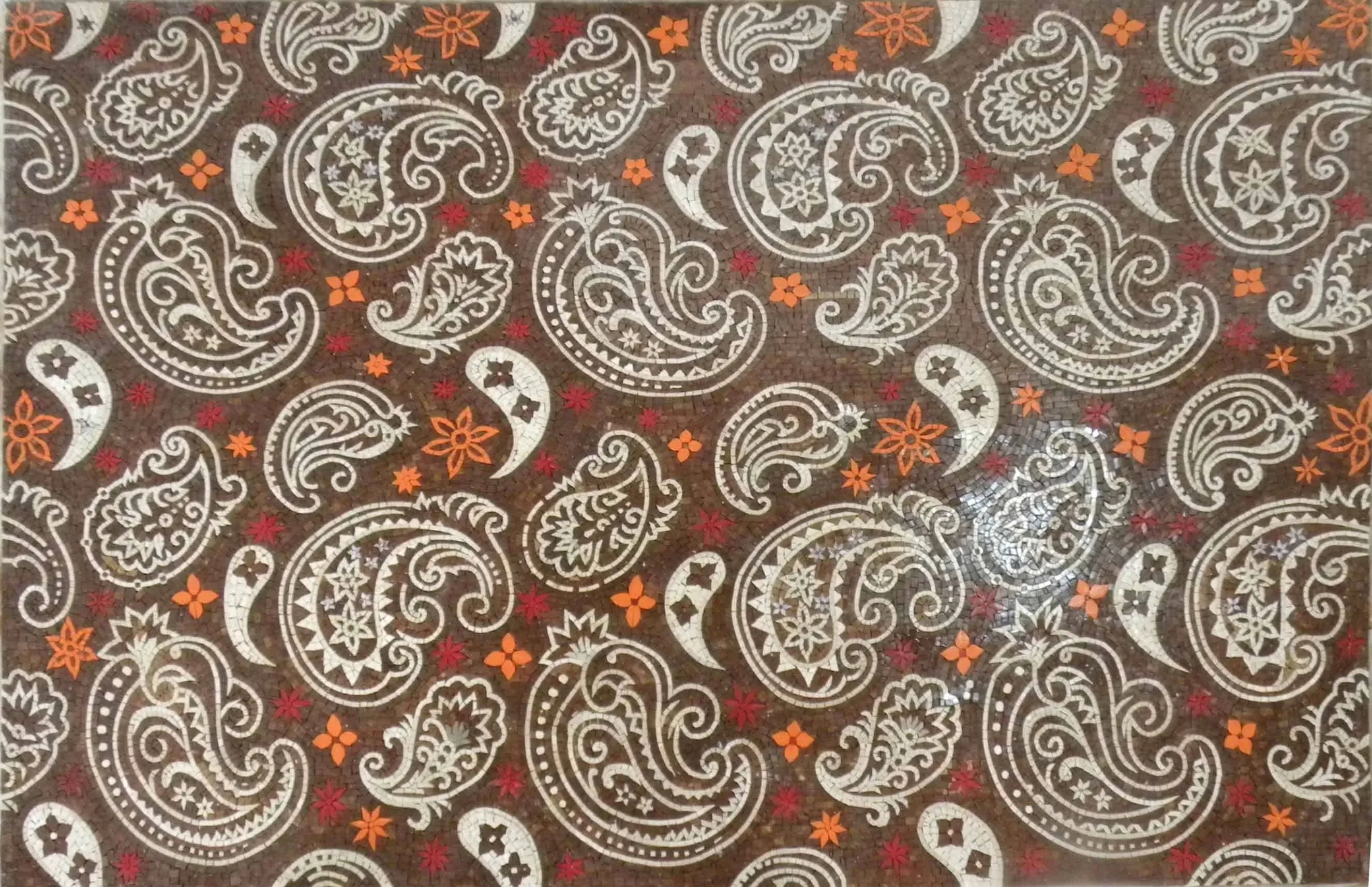 Paisley Pattern - Marble Mosaic Vibrant Floral - Mesh Backing