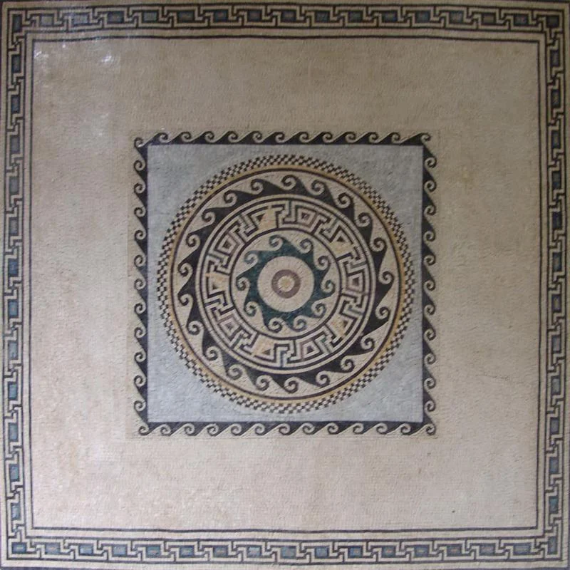 Ancient Greco Roman Motif - Marble Mosaic Square Agda - Mesh Backing