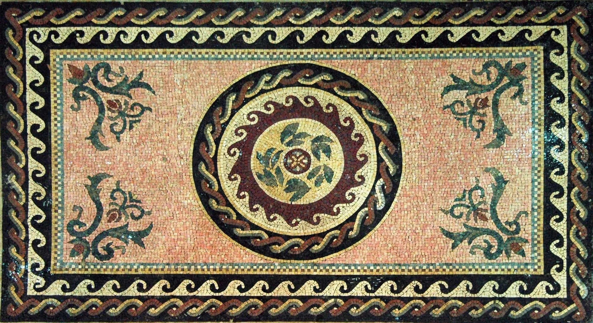 Ancient Shield Design - Marble Mosaic Prisca Rug - Mesh Backing
