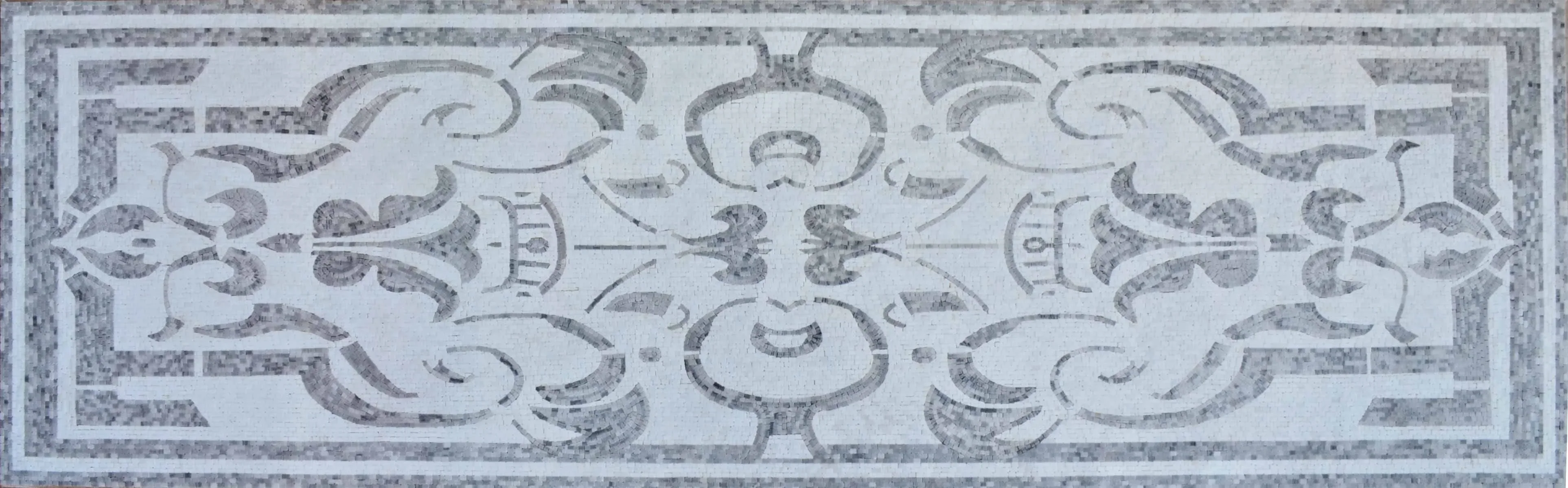 Elegant Floral Arrangement - Marble Mosaic Rectangular Rug - Mesh Backing