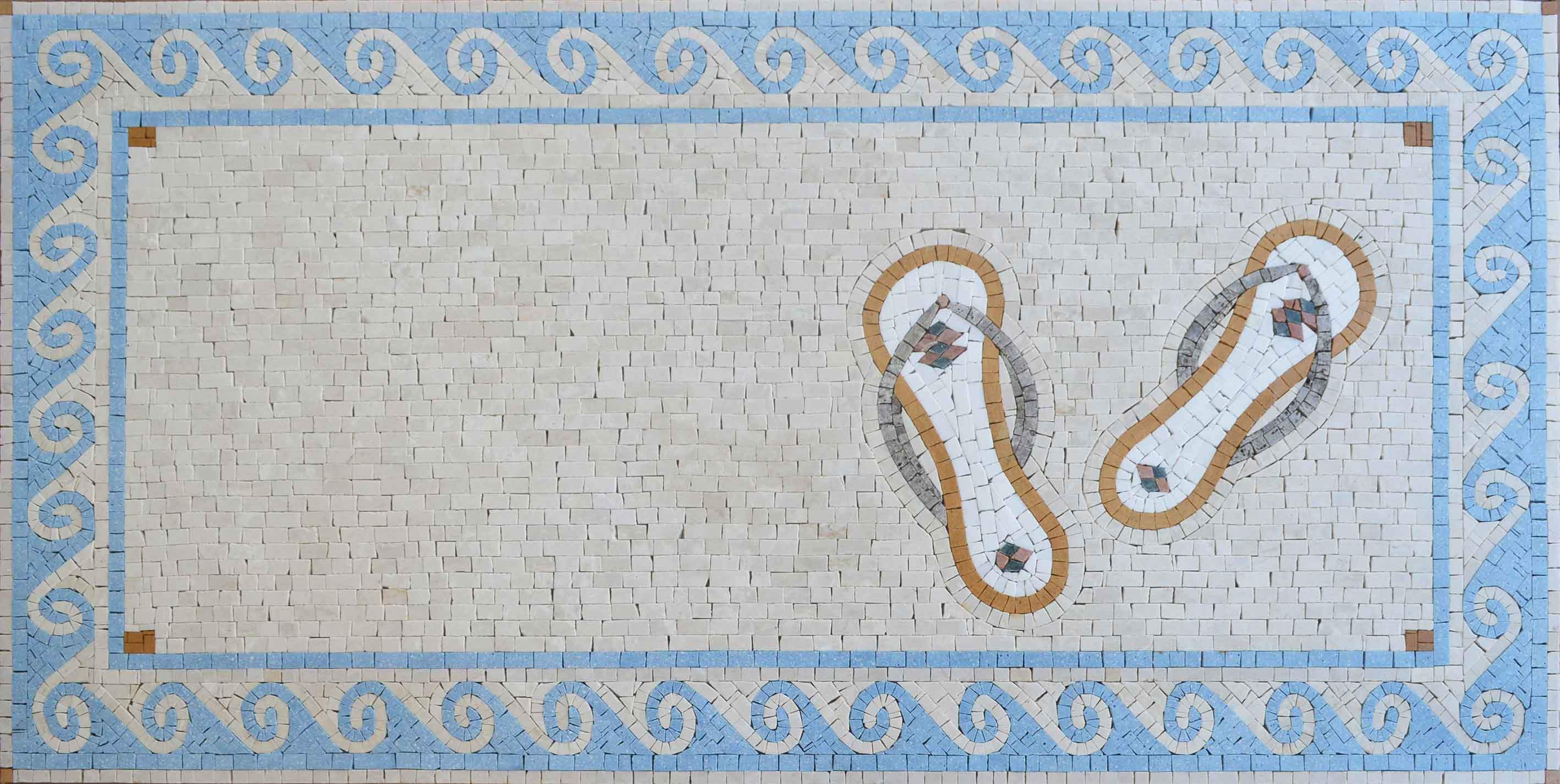 Sea Feels Flip Flops - Marble Mosaic Portrait - Mesh Backing