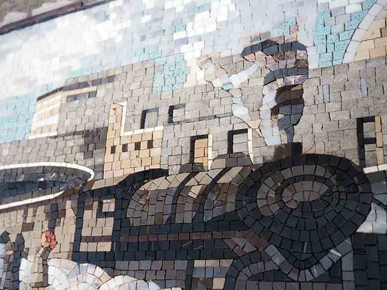Bustling Train Station Scene - Bathroom Renovation Mosaic Art - Mesh Backing - Image 3