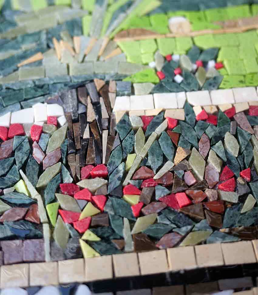 Egyptian Pyramids And Garden Oasis - Mosaic Portrait Art - Mesh Backing - Image 2