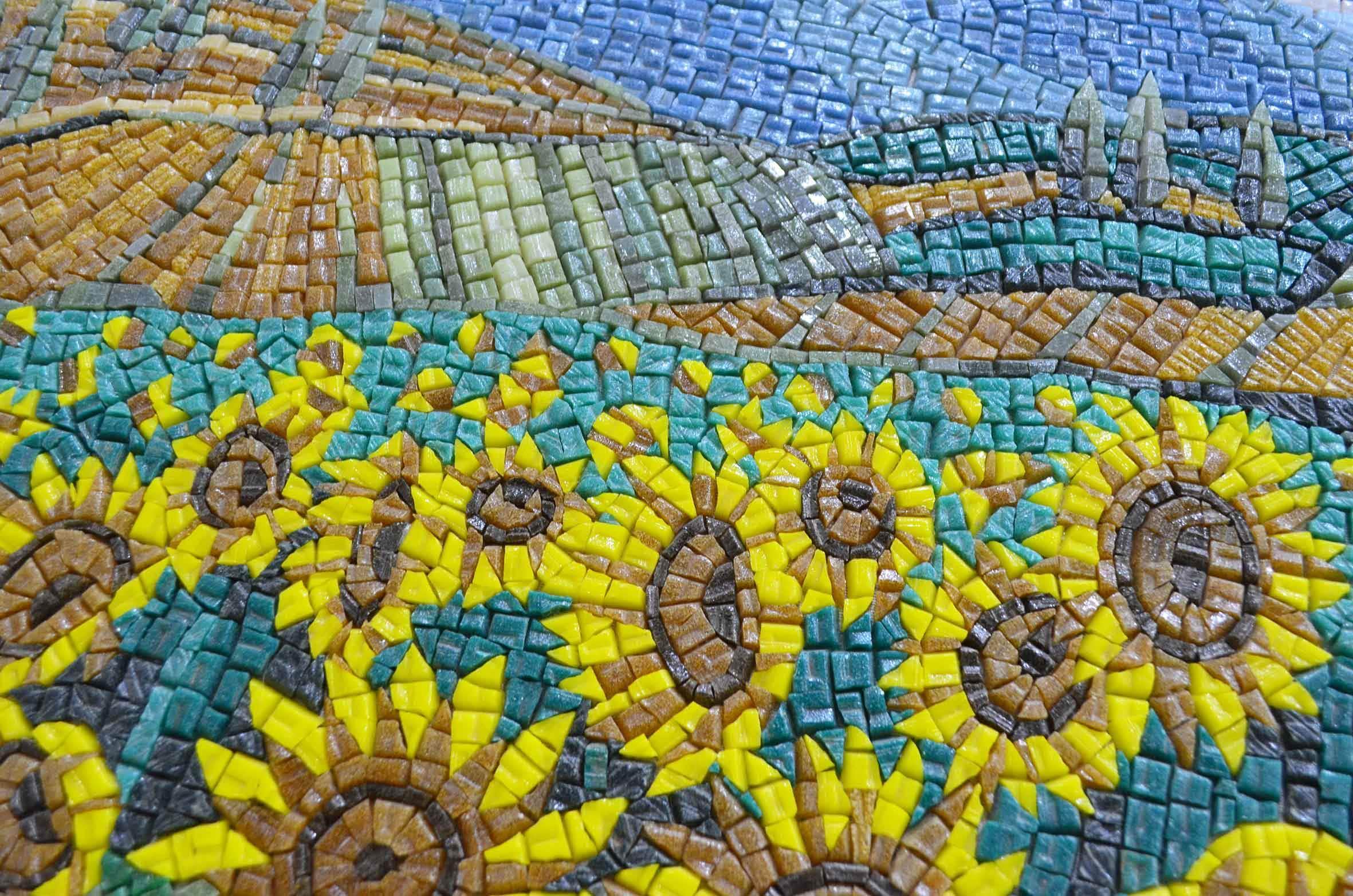 Ornate Field Landscape - Glass Gaudi Mosaic Art - Mesh Backing - Image 2