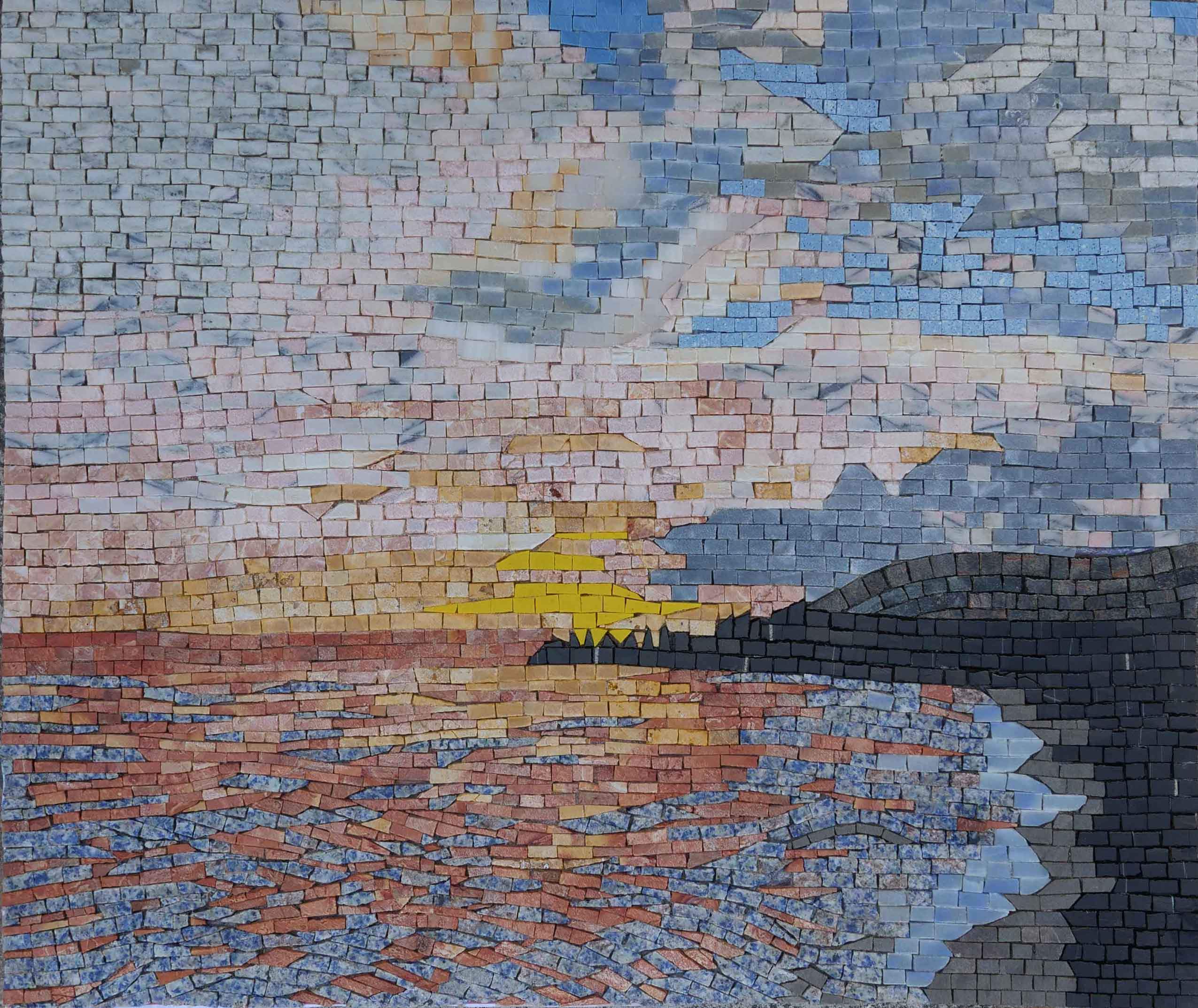 Geometric Seascape - Marble Arabesque Mosaic Art - Mesh Backing