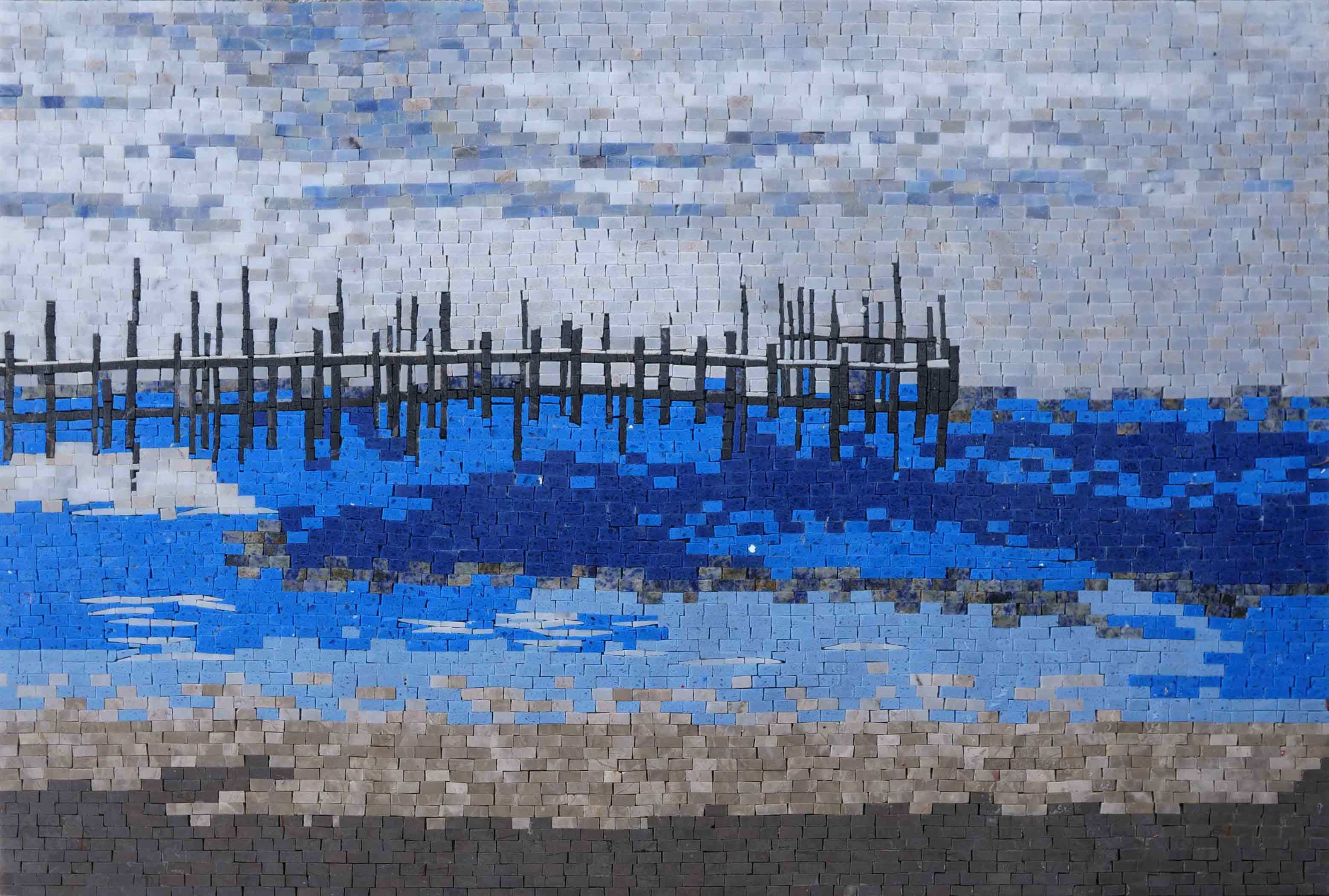 Pier Scene - Mosaic Landscape Art - Mesh Backing