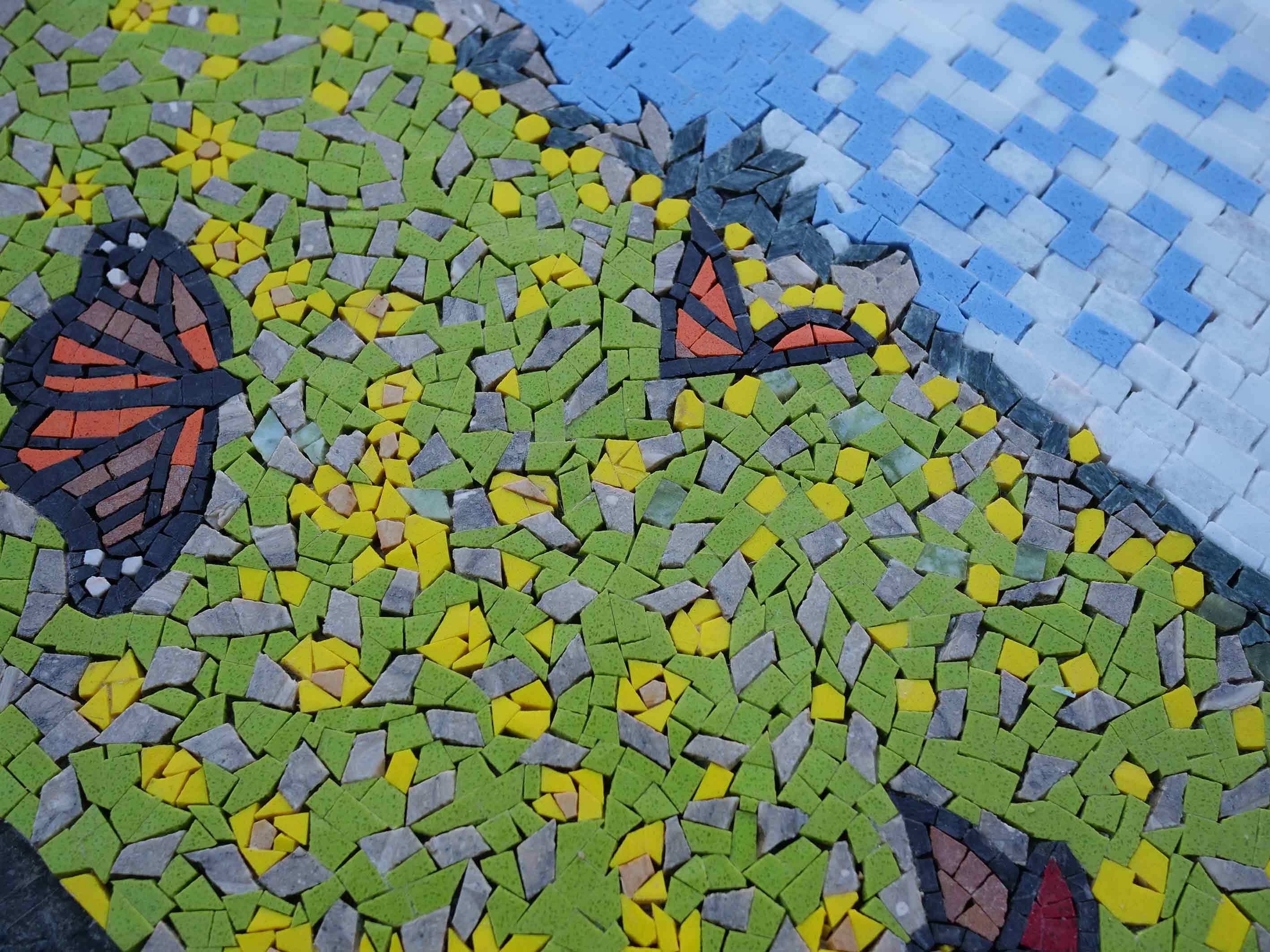 Landscape Mosaic - The Butterfly Field | Luxury Handcrafted Natural Stone Art - Image 2