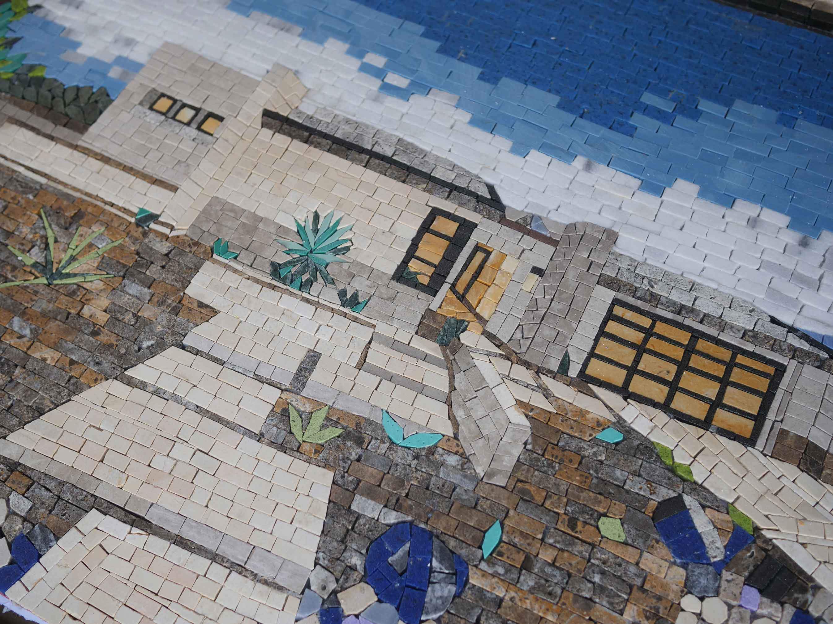 Modern House Facade - Marble Greek Mosaic - Mesh Backing - Image 2