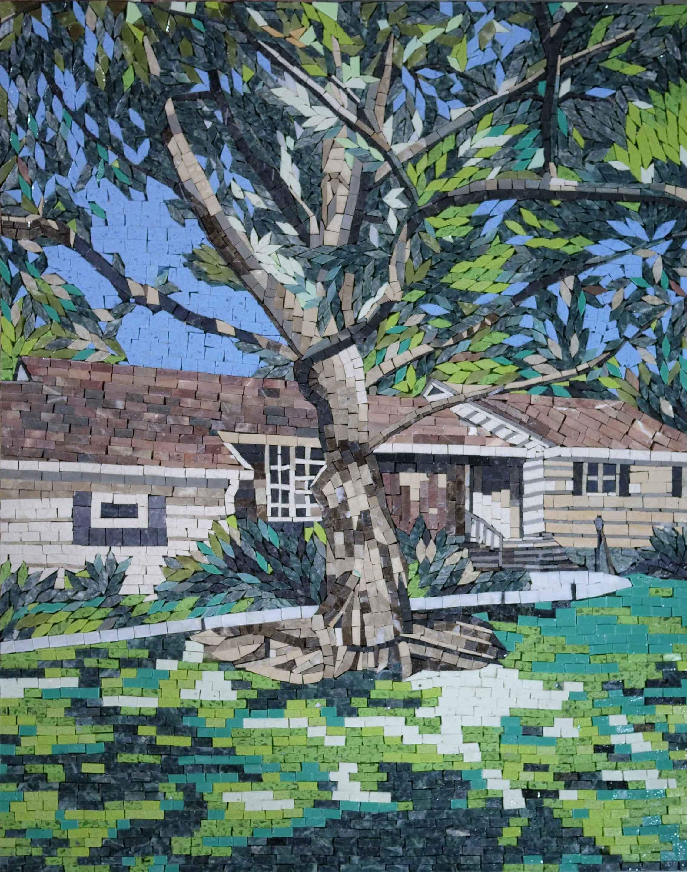 Tree House View - Mosaic Paintings Scenery - Mesh Backing