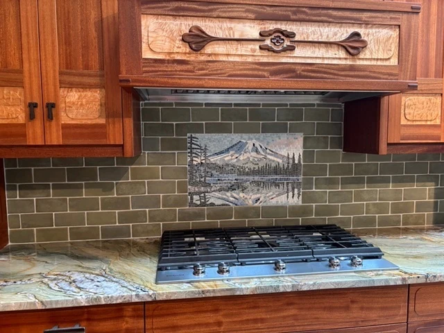 Mountain Majesty Reflected - Mosaico Mosaic Lakeside Luxury Handcrafted Art - Mesh Backing - Image 4