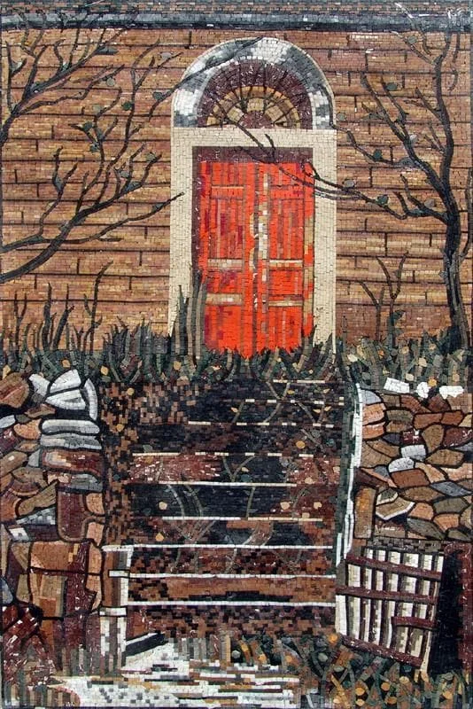 Old Door Art - Marble Byzantine Mosaic - Mesh Backing