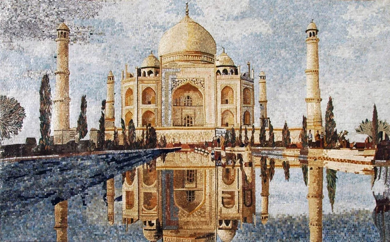 Taj Mahal Reflection - Marble Mosaic Spectacular Islamic - Mesh Backing