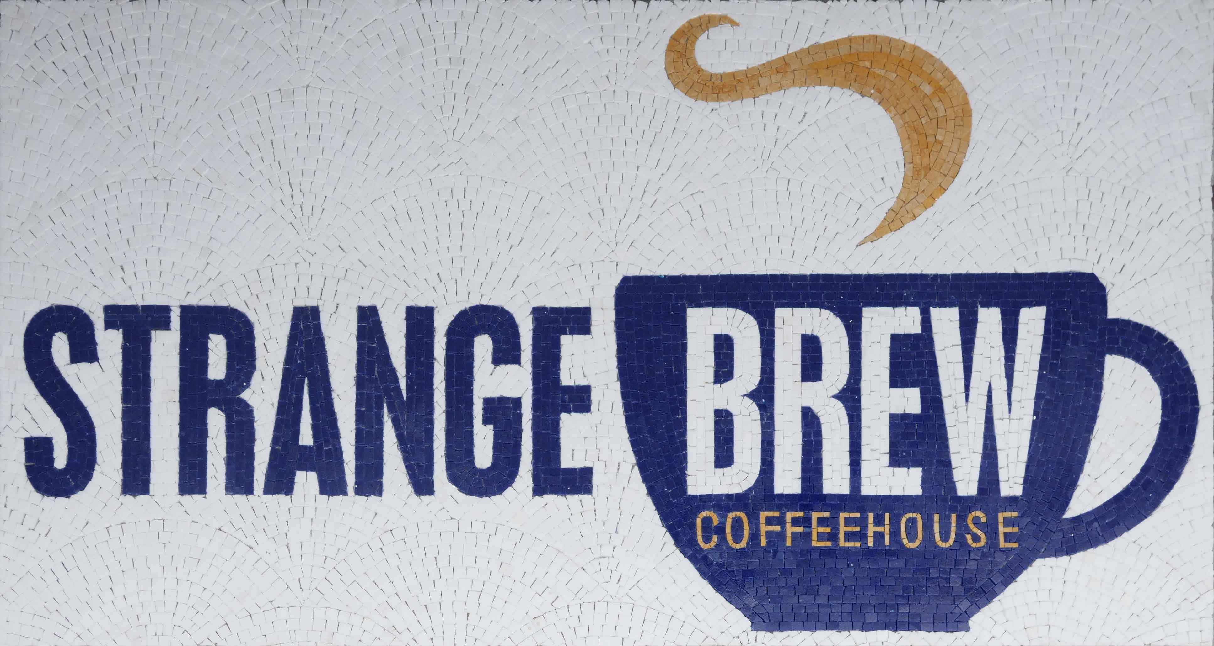 Coffeehouse Sign - Marble Mosaic Mural - Mesh Backing
