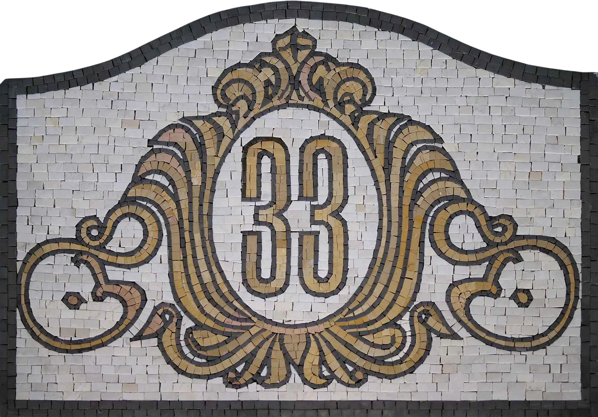 Number Thirty Three Motif - Marble Custom Mosaic Handmade - Mesh Backing