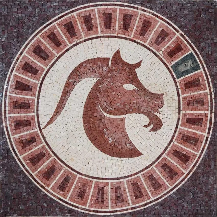 Enriched Capricorn Design - Marble Mosaic Horoscope - Mesh Backing