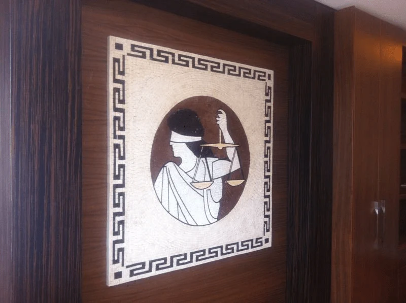 Lady Justice Motif - Marble Mosaic Accent - Mesh Backing - Image 2