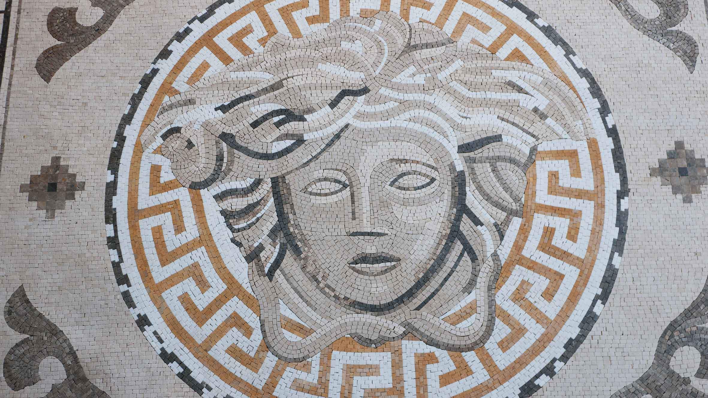 Medusa Versace Bordered - Backsplash Mosaic Tile Designs Border - Mesh Backing - Image 2