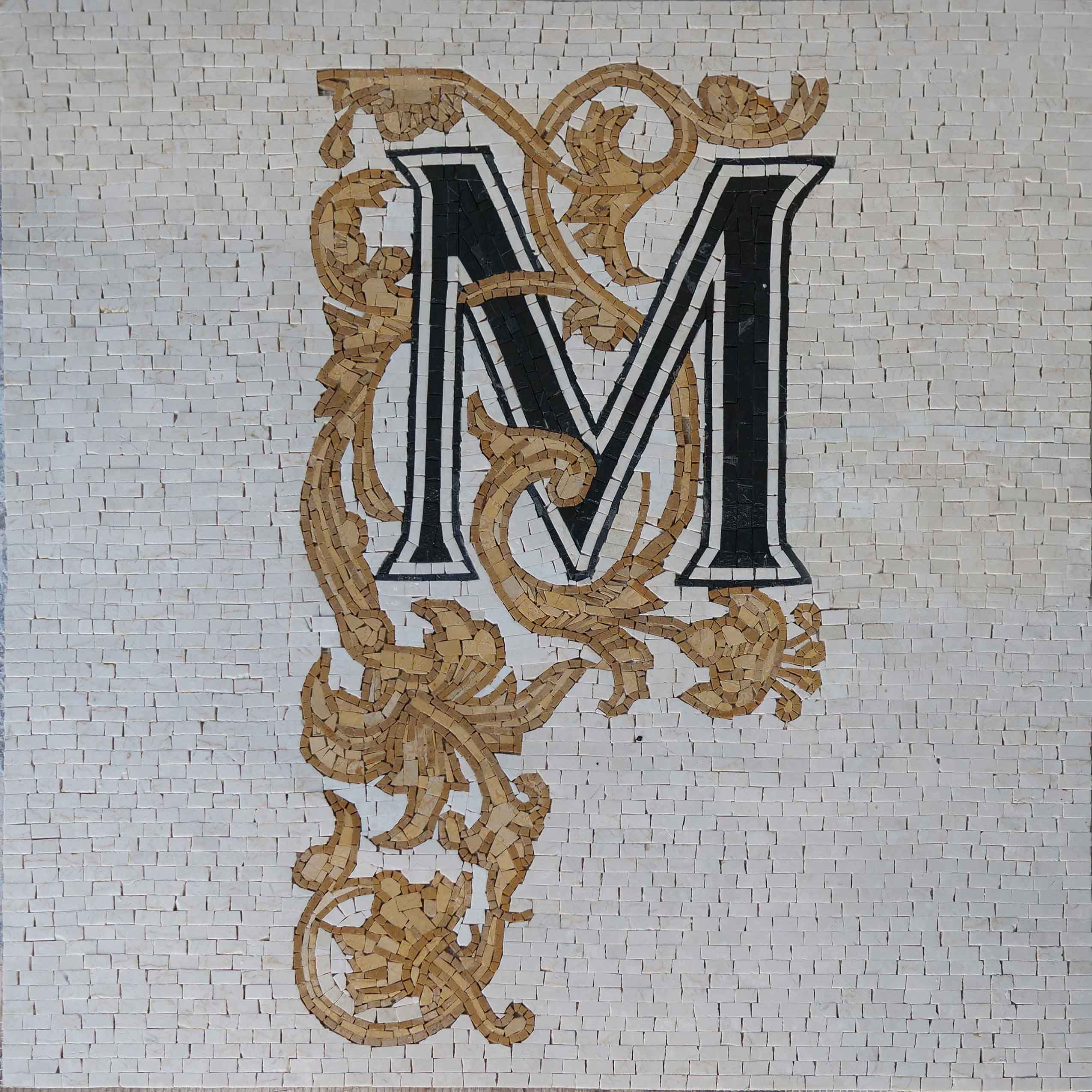 Patterned Letter - Marble Abstract Mosaic Monogram - Mesh Backing
