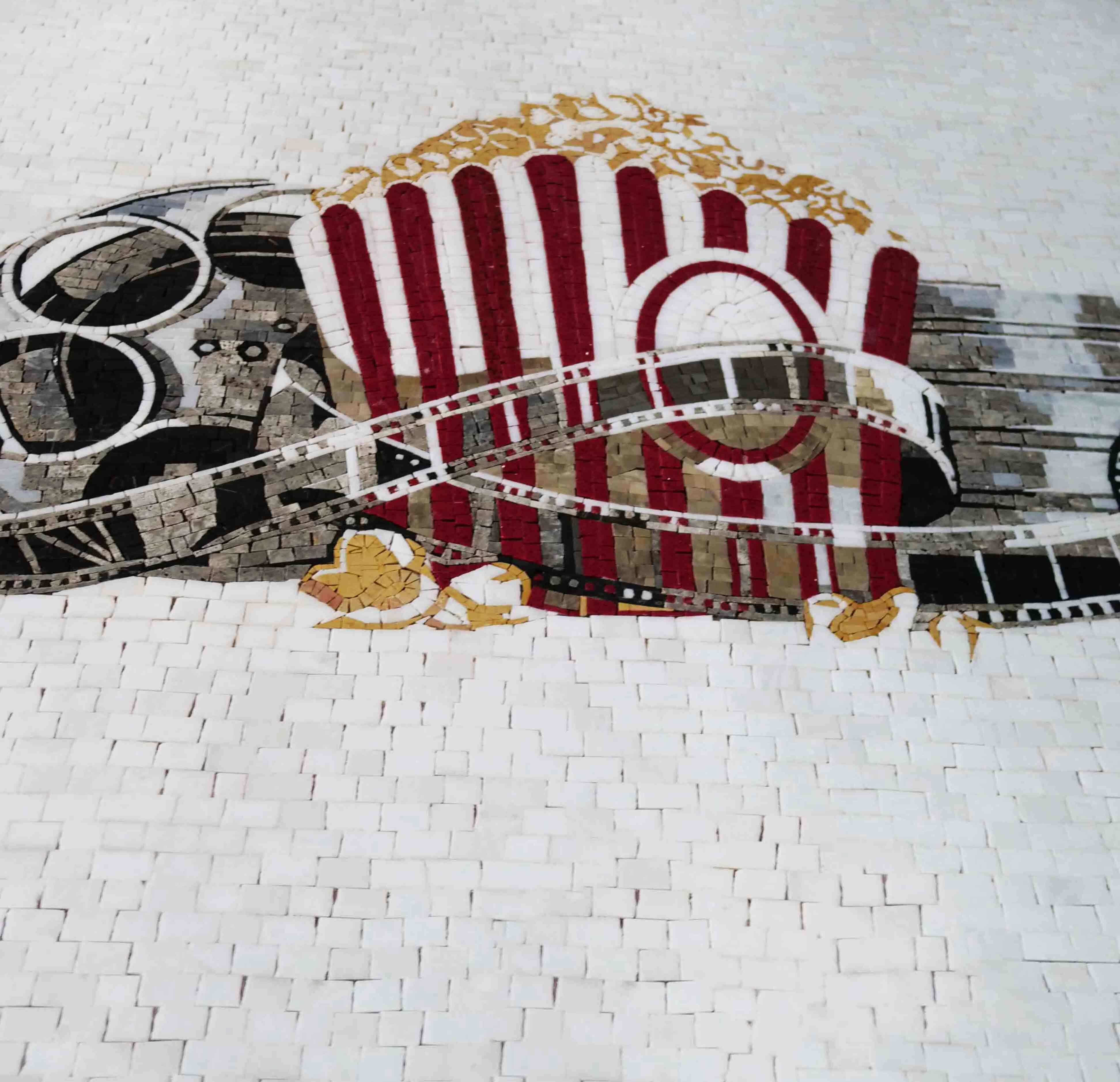 Film Reel And Popcorn - Seahorse Mosaic Art - Mesh Backing - Image 2
